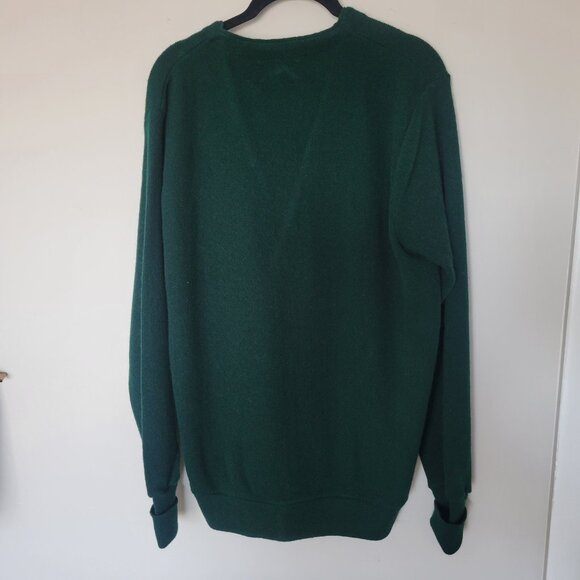 Vintage Jantzen Sweater Men's Medium Green Cardigan Grandpa Button Up USA *FLAW* - Picture 7 of 8